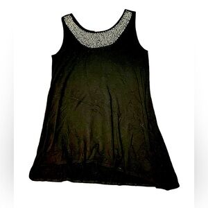Beautifully beaded, black stretchy, longer length tunic S